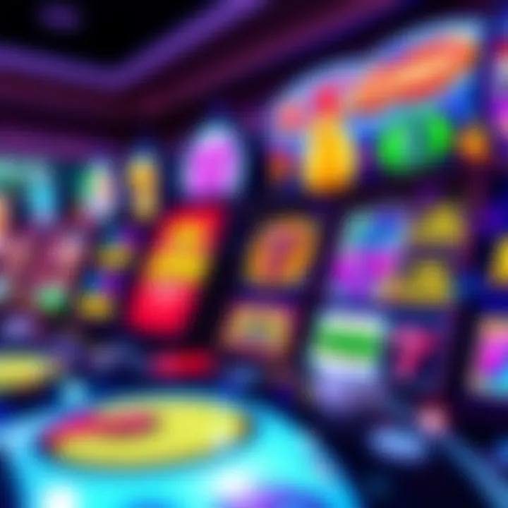 Colorful slot machine reels displaying various symbols and bonus icons at Ozwin Casino