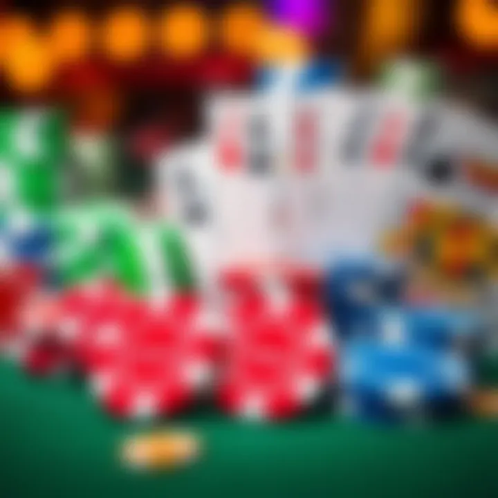 Colorful casino chips and playing cards symbolizing Ozwin Casino welcome bonus