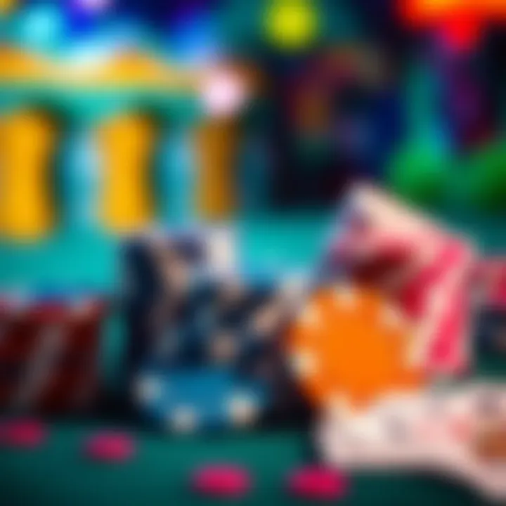 Colorful casino chips and cards representing welcome bonuses at Ozwin Casino