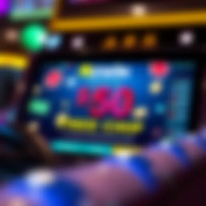 Illustration of a digital casino interface highlighting a $50 promotional chip offer for new users