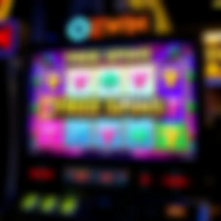 A vibrant slot machine screen showcasing free spins activation with colorful symbols and animated reels