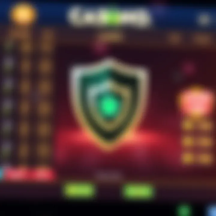 Online Casino Safety and Fair Play Assurance Secure online casino interface with shield symbol representing player safety and fair play