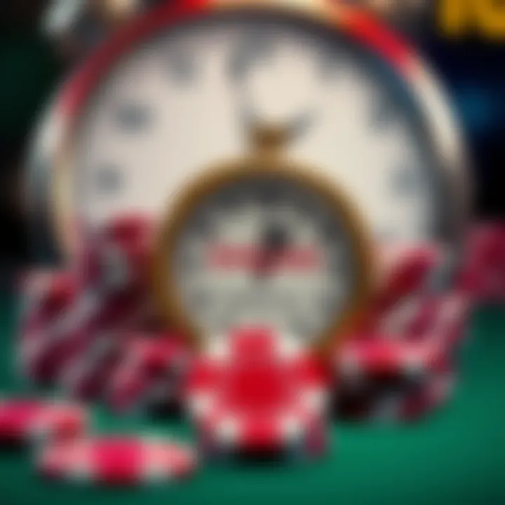Visual representation of responsible gambling with casino chips, a clock, and a safe playing message
