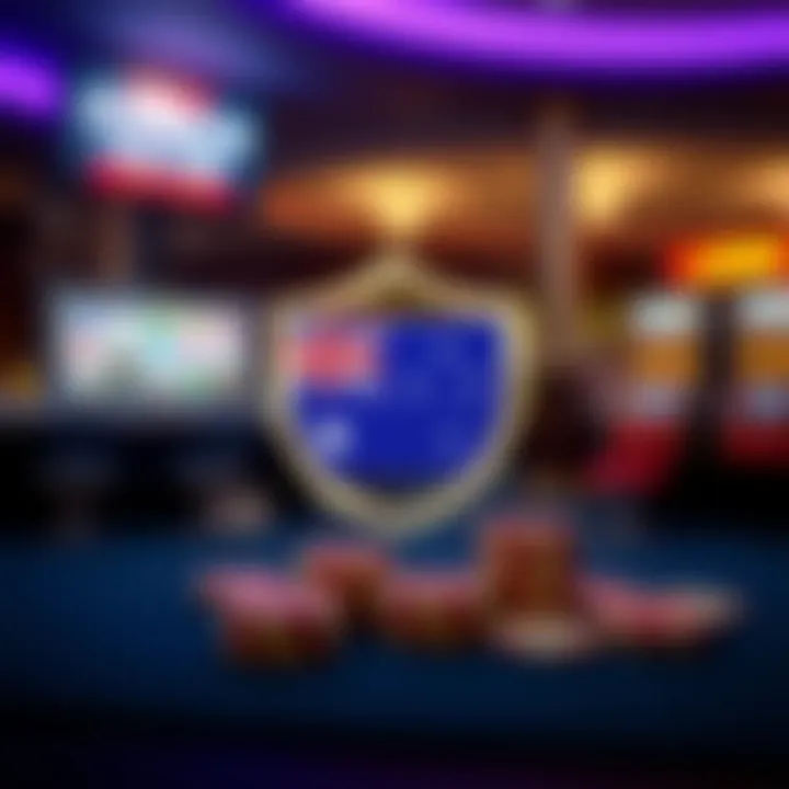 Graphic depicting secure online gambling with Australian flag elements and safety icons