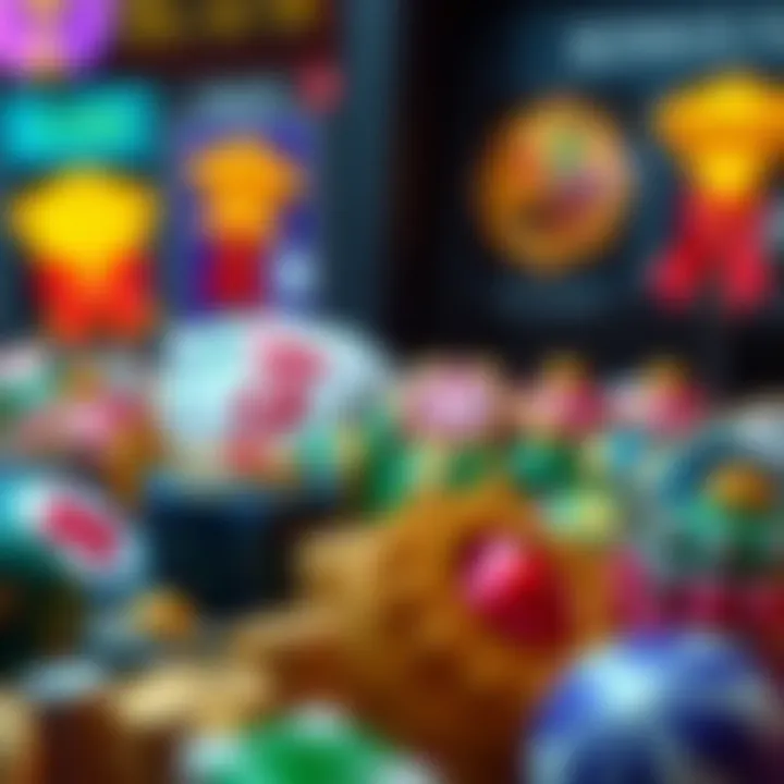 Overview of Various Casino Bonuses and Rewards Colorful icons symbolizing different types of casino bonuses with a focus on rewards