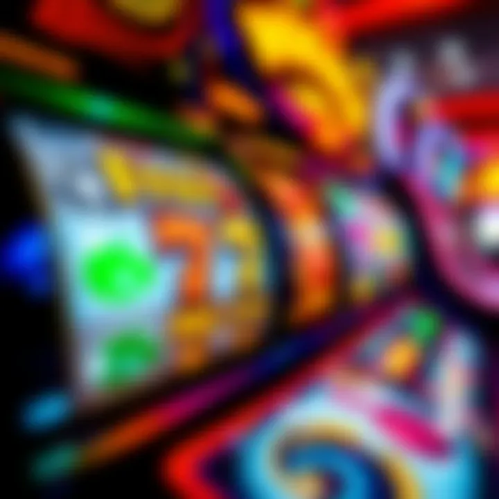 Colorful casino slot machine reels showing winning symbols with sparkling effects
