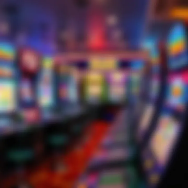 Colorful digital casino slot machines with vibrant game symbols