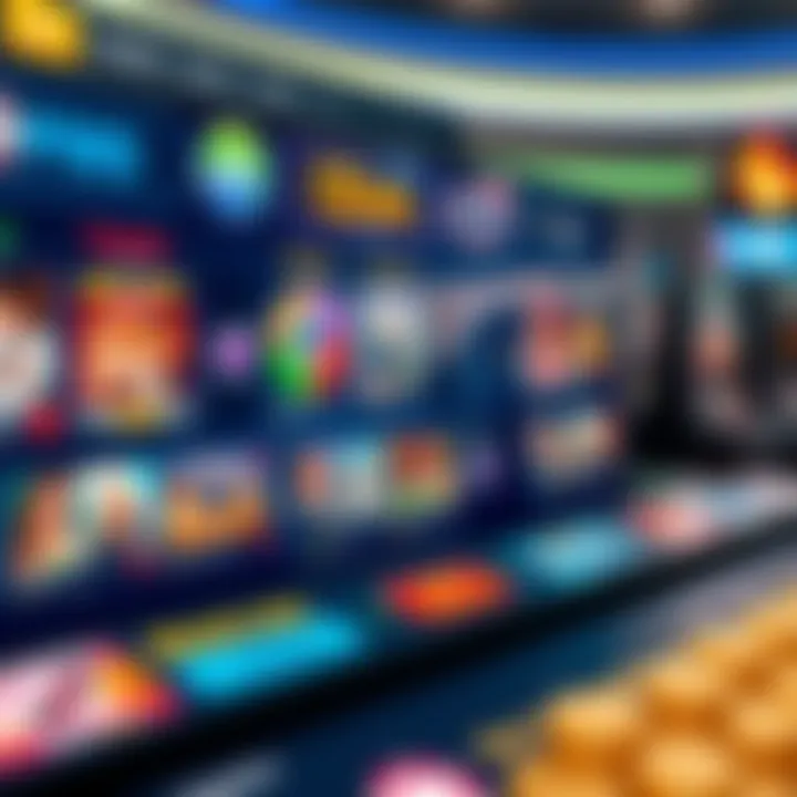 Digital interface showcasing diverse online casino games with interactive elements