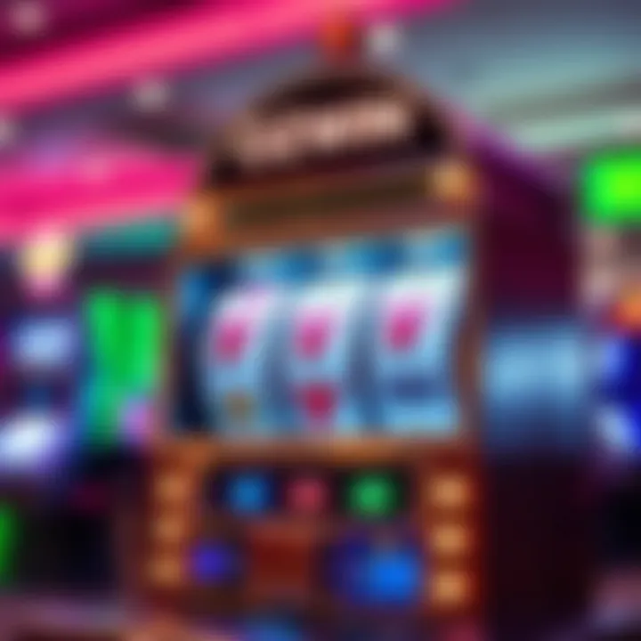Illustration of a digital slot machine with bright lights symbolizing free spins at Ozwin Casino