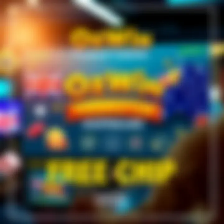 Illustration showing the OzWin Free Chip offer with promotional elements and Australian motifs