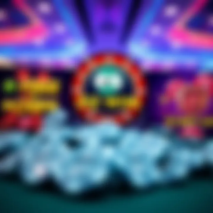 Illustration showing free chips and casino tokens with promotional banners