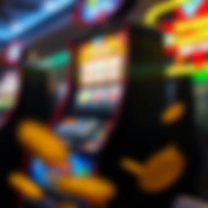 Illustration showing a digital slot machine with vibrant colors and bonus coins