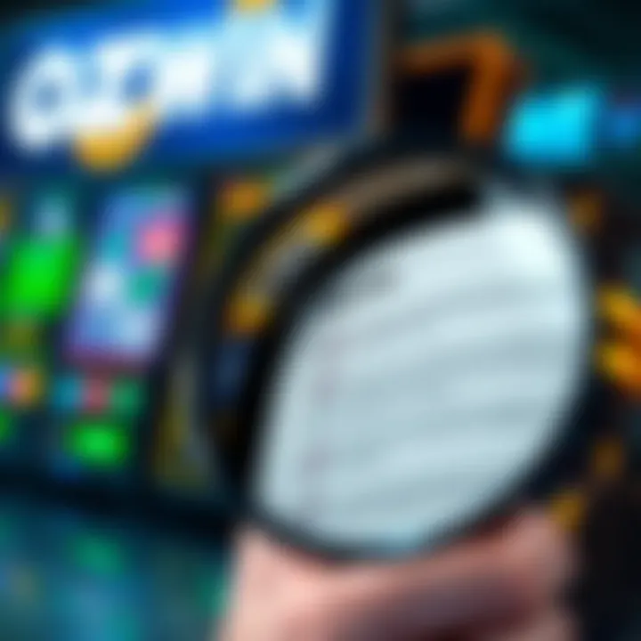 Graphic showing a checklist of terms and conditions with a magnifying glass emphasizing important details