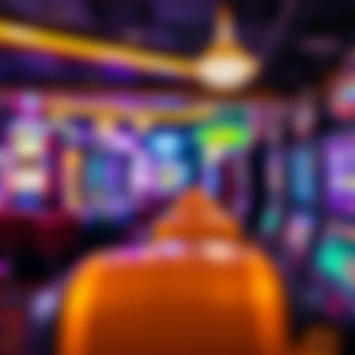 Colorful array of online slot machines with various themes and bright lights