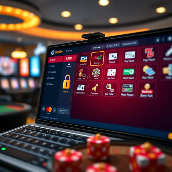 Secure online casino platform interface showing payment options and security icons