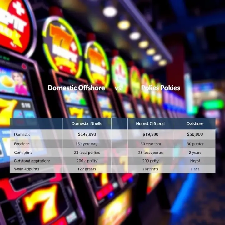 Comparison chart highlighting differences between domestic and offshore online pokies operators and their legal implications