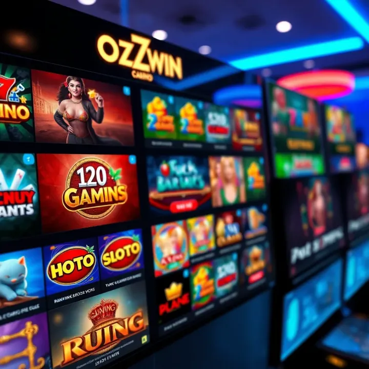 User interface showcasing variety of slot game options available on Ozwin Casino platform