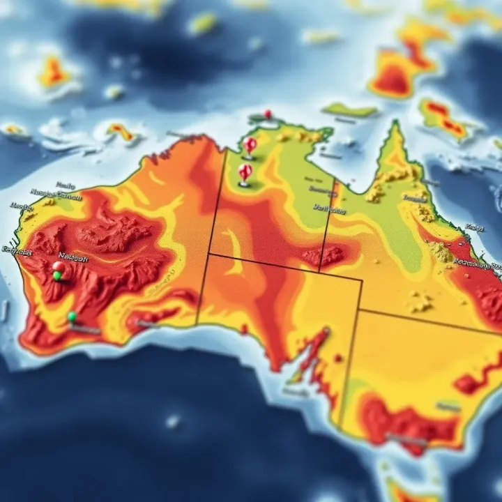 Detailed geospatial map showing mining sites and environmental zones in Australia with data layers highlighted
