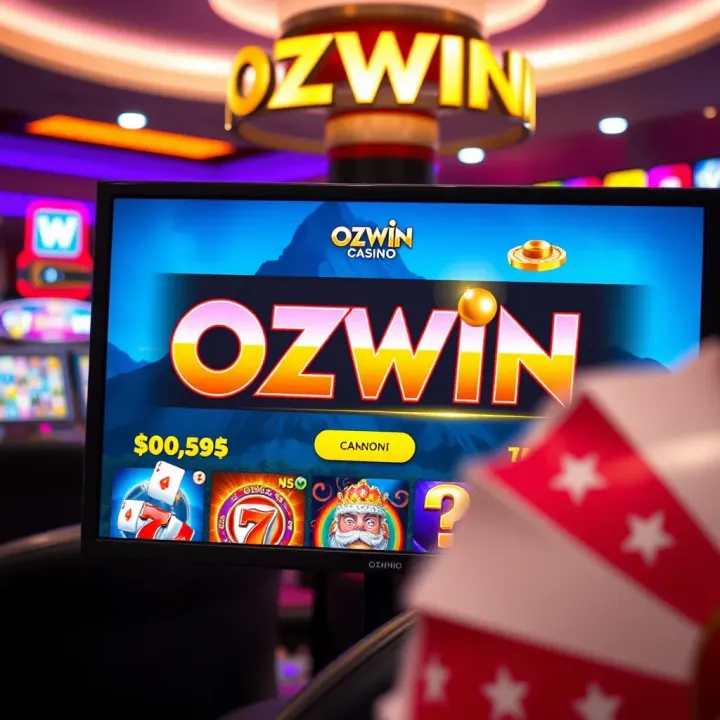 Ozwin Casino Bonus Codes and Rewards Display Illustration of a digital casino screen showcasing bonus codes and rewards