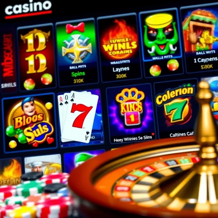 Variety of Casino Games Available on Australian Sites Diverse casino game icons representing slots, card games, and roulette on a digital interface