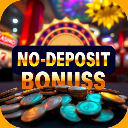 No-Deposit Bonus Offer Illustrated with Casino Tokens Digital graphic showing no-deposit bonus offer with coins and casino tokens
