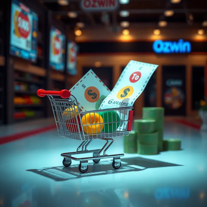 Illustration of discount coupons and shopping cart symbolizing savings