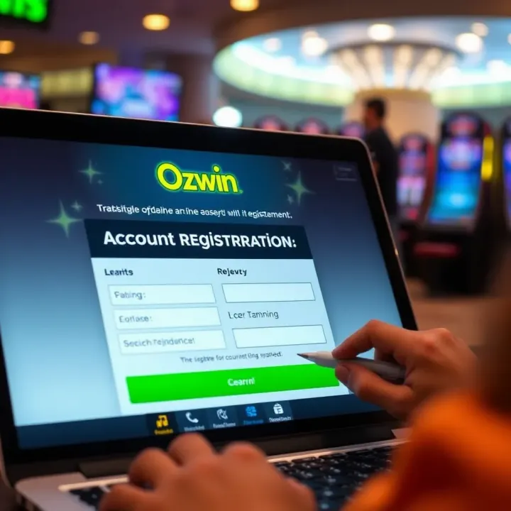 Illustration of a user completing online registration form for an online casino account