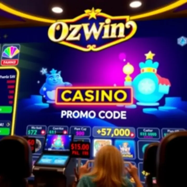 Illustration showing a vibrant digital casino interface with highlighted promo code entry box