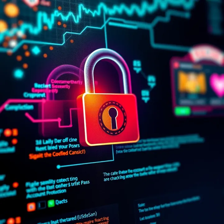 Secure padlock symbol with digital background representing online account protection