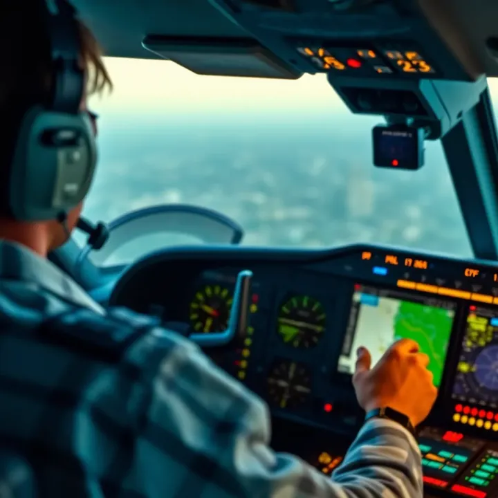 Pilot using navigation instruments to interpret OzWin NDB codes during a flight in Australia