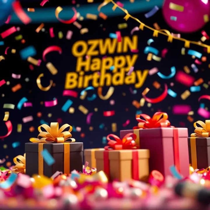 Ozwin Birthday Bonus Gift Celebration Birthday celebration with vibrant gift boxes and confetti symbolizing bonus rewards