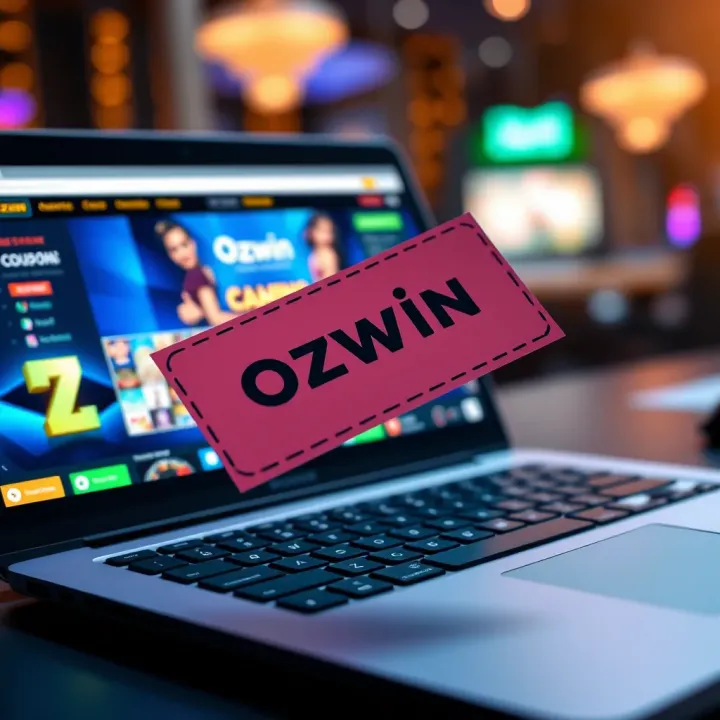 Colorful digital coupon codes floating over a laptop screen with a gaming website open
