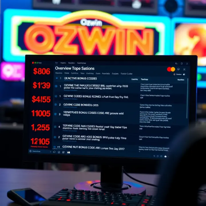 Illustration of a computer screen displaying a list of active bonus codes with highlighted terms and conditions