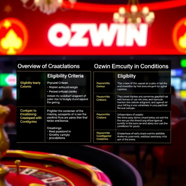Overview of Eligibility and Conditions for Ozwin Bonus Diagram highlighting eligibility criteria and key conditions for a bonus