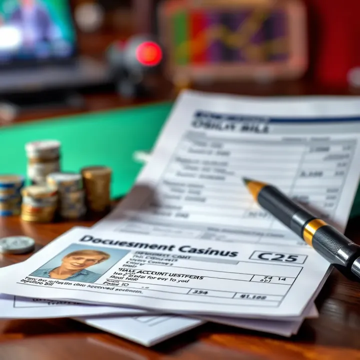 Documents including identification card and utility bill for casino account verification