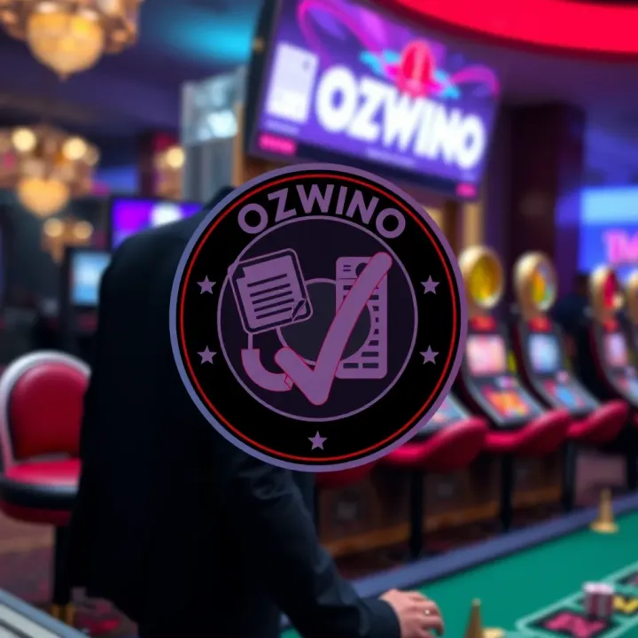 Account Verification and Security at Ozwin Casino Illustration of a secure account verification badge with documents and checkmarks