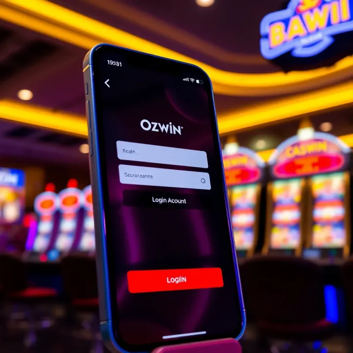 Illustration of secure login and account management features within the Ozwin Casino app