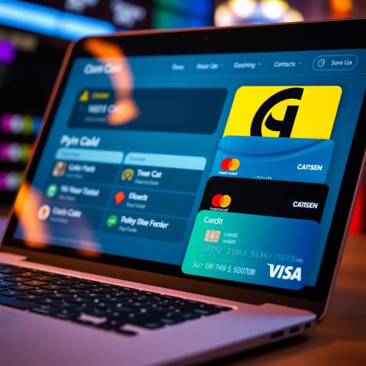 Secure payment options with credit cards and digital wallets on a laptop screen