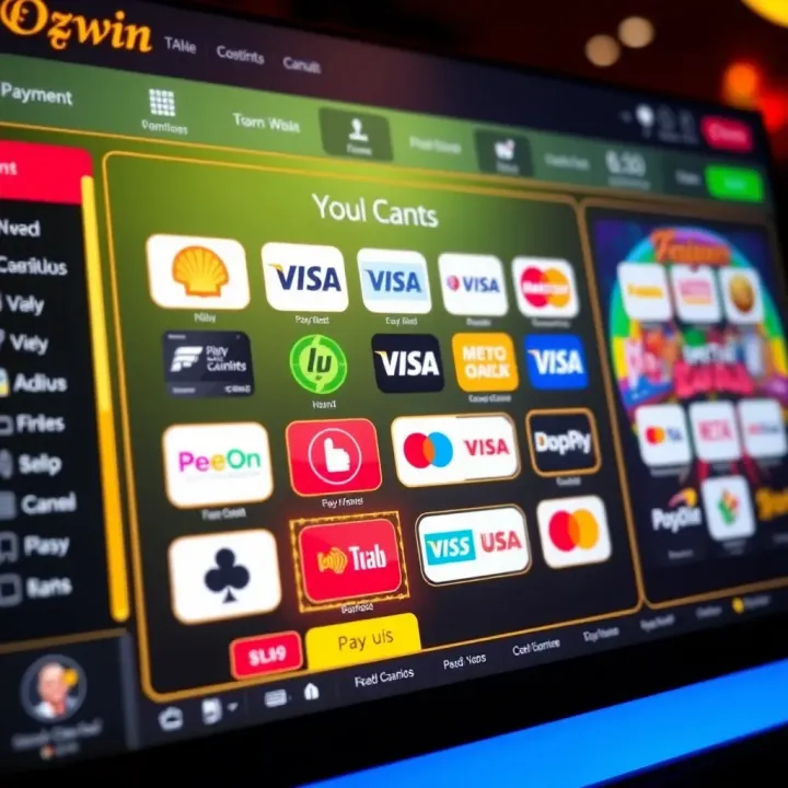 Secure digital payment icons displayed on a sleek casino website dashboard