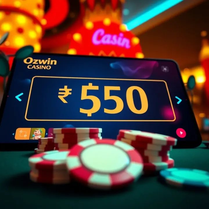 Bright casino chips and a digital bonus notification on screen