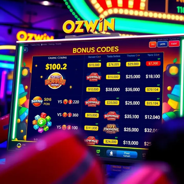 Illustration of a digital casino interface highlighting various bonus code options available to Australian players