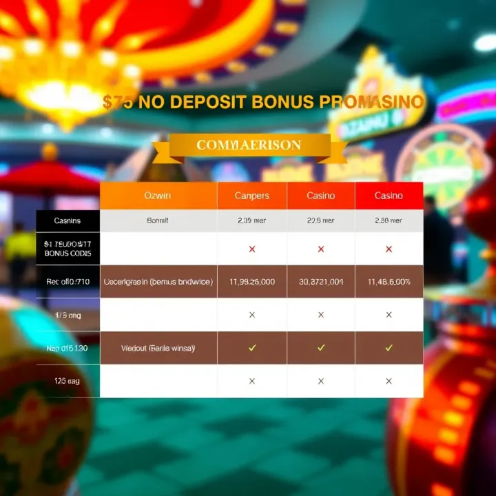 Comparison chart of casino bonus offers highlighting Ozwin's promotion benefits
