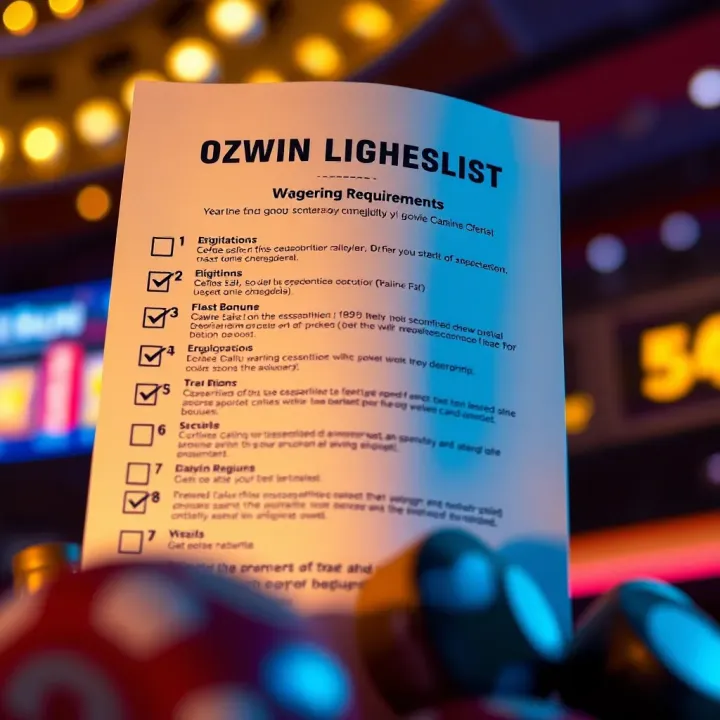 Graphic depicting a checklist with wagering requirements and eligibility criteria for casino bonuses