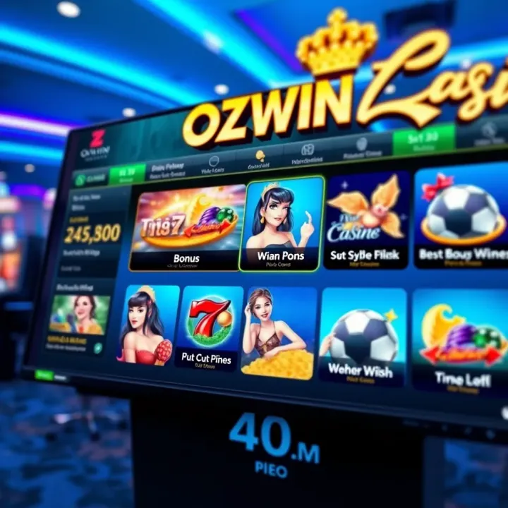 Ozwin Casino Bonus Offers Display Illustration of online casino interface showing various bonus offers and codes available to players