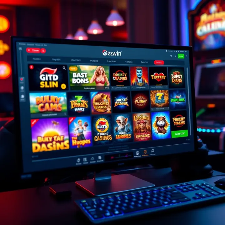 Illustration of a computer screen displaying various casino games eligible for a welcome bonus