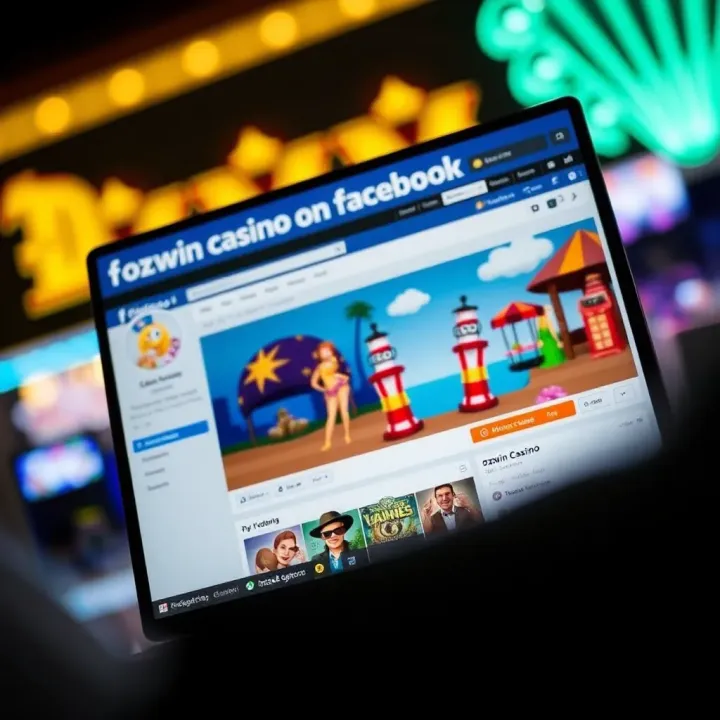 Facebook interface displaying Ozwin Casino's page with interactive posts and Aussie themed graphics