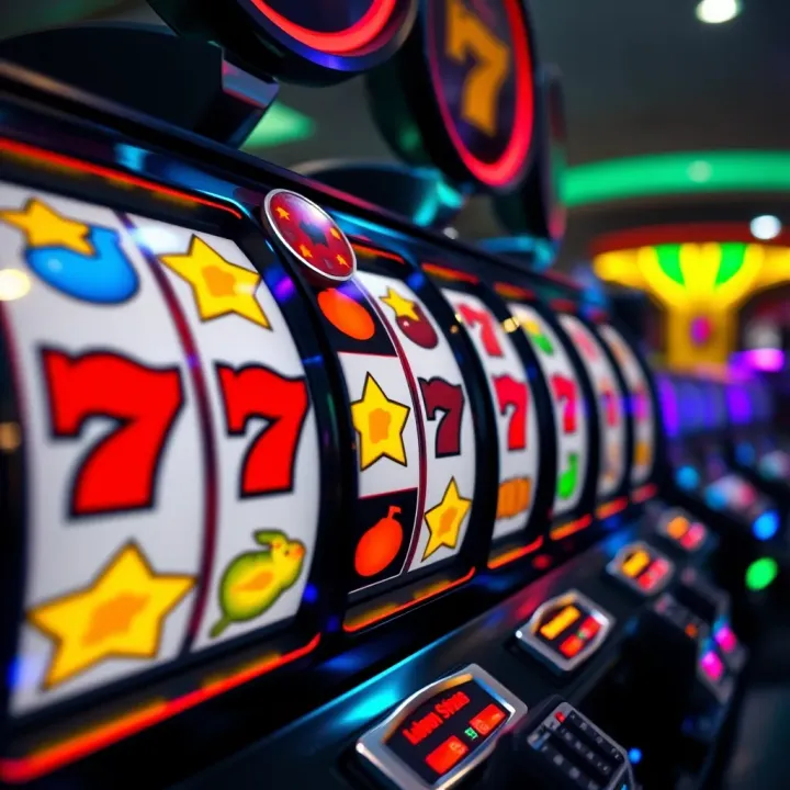Understanding Casino Game Fairness and Outcomes Close-up of casino slot machine reels displaying various symbols with bright lights