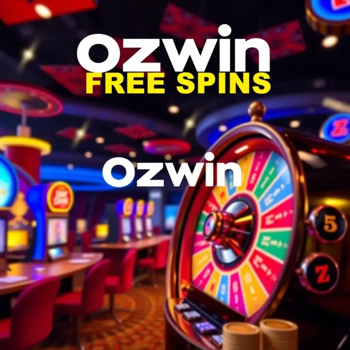 Bright casino tokens and a spinning slot machine wheel symbolizing free spins promotion