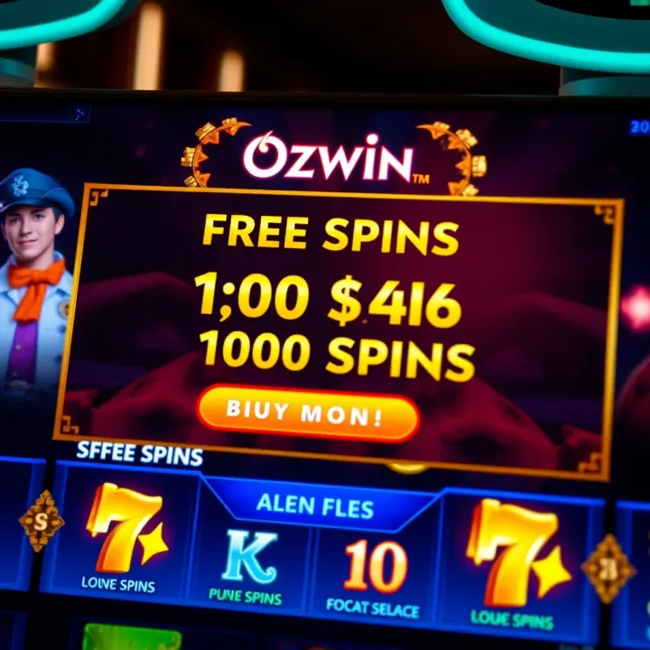 Online casino interface showing free spins bonus notification on slot game