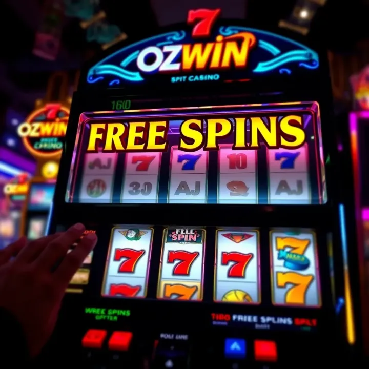 Exciting Slot Machine Highlighting Free Spins Feature Casino slot machine displaying a winning combination with vibrant lights